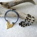 Chevron Necklace - brass - retaining ring - vintage black bead chain - Chevron Jewelry - Rustic Jewelry - boho fashion