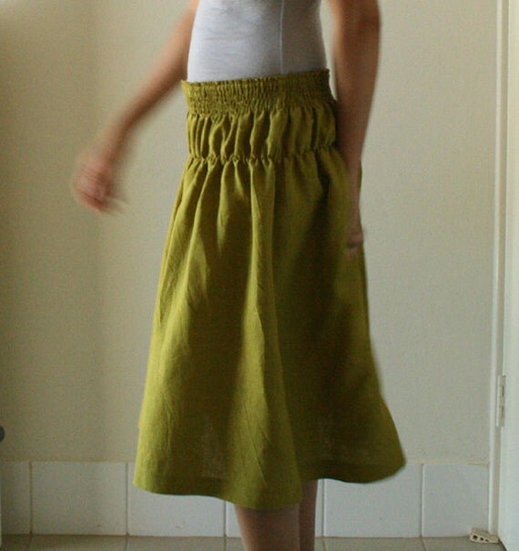 LINEN SKIRT / mustard / linen maxi skirt / womens by PAMELATANG