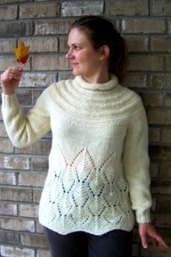 Items similar to Hand knitted sweater, wool sweater, white sweater ...