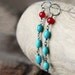 Turquoise earrings, sterling silver post stud, Southwestern jewelry