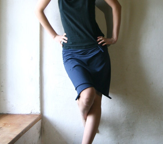 Wrap skirt Cotton skirt Blue skirt Jersey skirt Womens