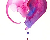 Watercolor heart art print, fuchsia, magenta, purple: "The Question"