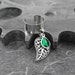 Emerald Green on Silver Leaf Ear Cuff - Green Tear of Nature by COGnitive Creations