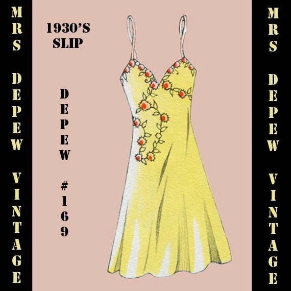 Vintage Sewing Pattern 1930's French Slip or Dress in Any Size- PLUS Size Included- Depew 169 -INSTANT DOWNLOAD-