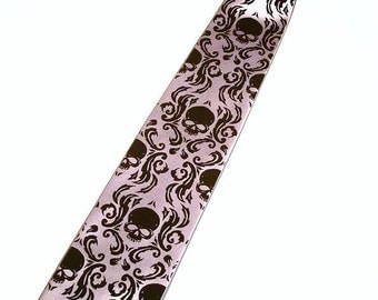 RokGear Chronic Skull Damask necktie print - Men's microfiber necktie print to order in colors of your choice