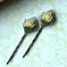 A Pair (Set of 2) Tiny Ivory Cream Rose Filigree Silver Plated Hair Bobby Pins - Bridesmaid Gift Ideas. Junior Bridesmaid. Flower Girl.