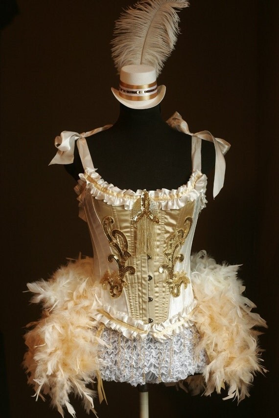 OLYMPIAN White Gold Burlesque Corset Costume 1920s Great Gatsby ...