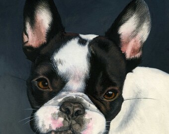 Custom Pet Portrait - painting, dog art, dog portrait, bulldog art