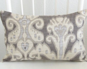 31446.1611 Kravet Ikat Ivory Gray Pillow Cover