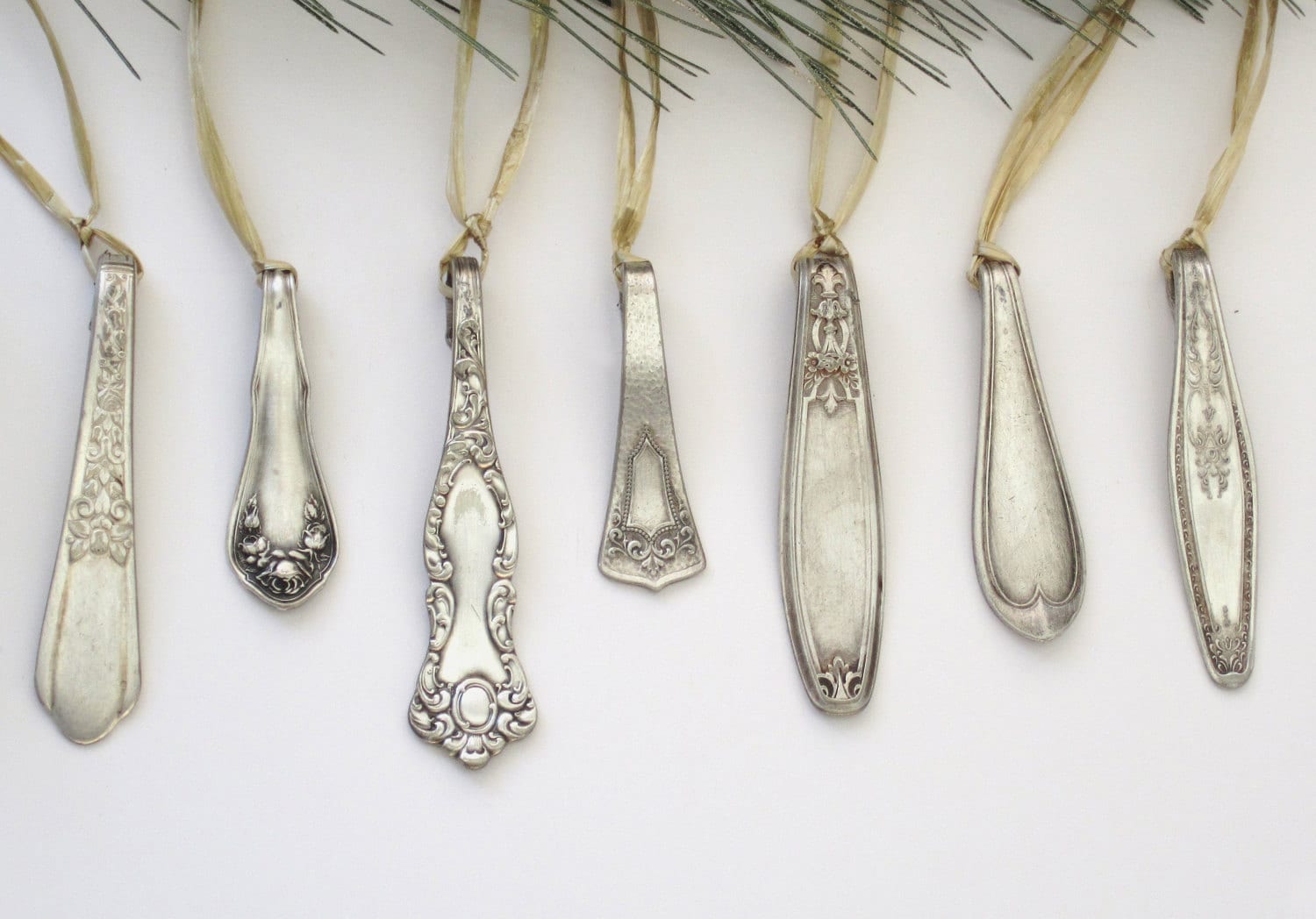 Silver spoon Icicle Ornaments - Set of 3,silver decor, christmas tree decor, holiday decoration vintage christmas, antique ornament handmade