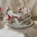 Vintage Moss Rose China Teacup and Saucer Miniature Tea Cup Pink Rose Gift For Mom 1970s