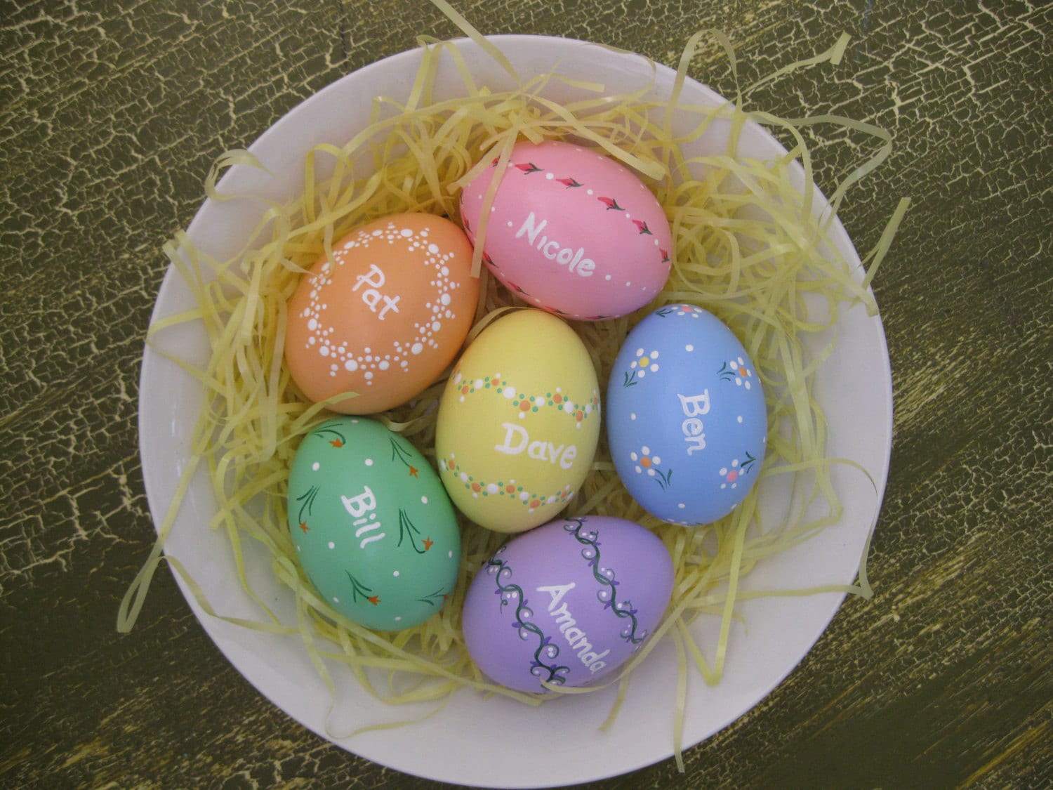 Set of 6 Custom Easter Eggs Personalized by YellowCatStudio