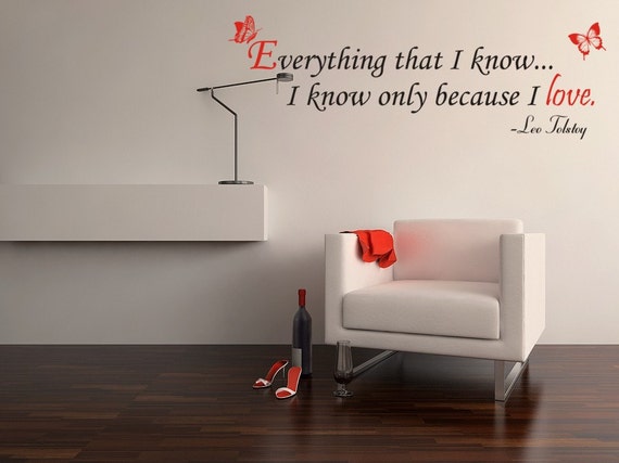 Leo Tolstoy Decal Quote Everything that I Know