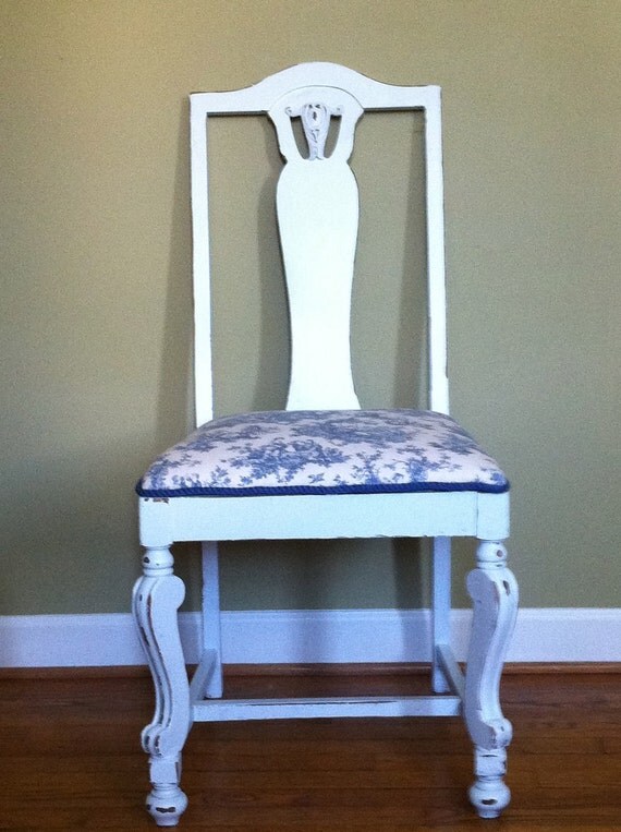 Items similar to Vintage Shabby Chic Chair in Toile on Etsy