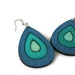 Big Blue Wood Earrings in Various Shades of Blue, Drop Earrings with Nickel Free Fish Hooks