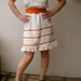Betsey Johnson Dress: Vintage Ivory Linen Size Small ADORABLE Resort Wear Dress Bright Orange Ribbon Trim Casual Beachy Boho