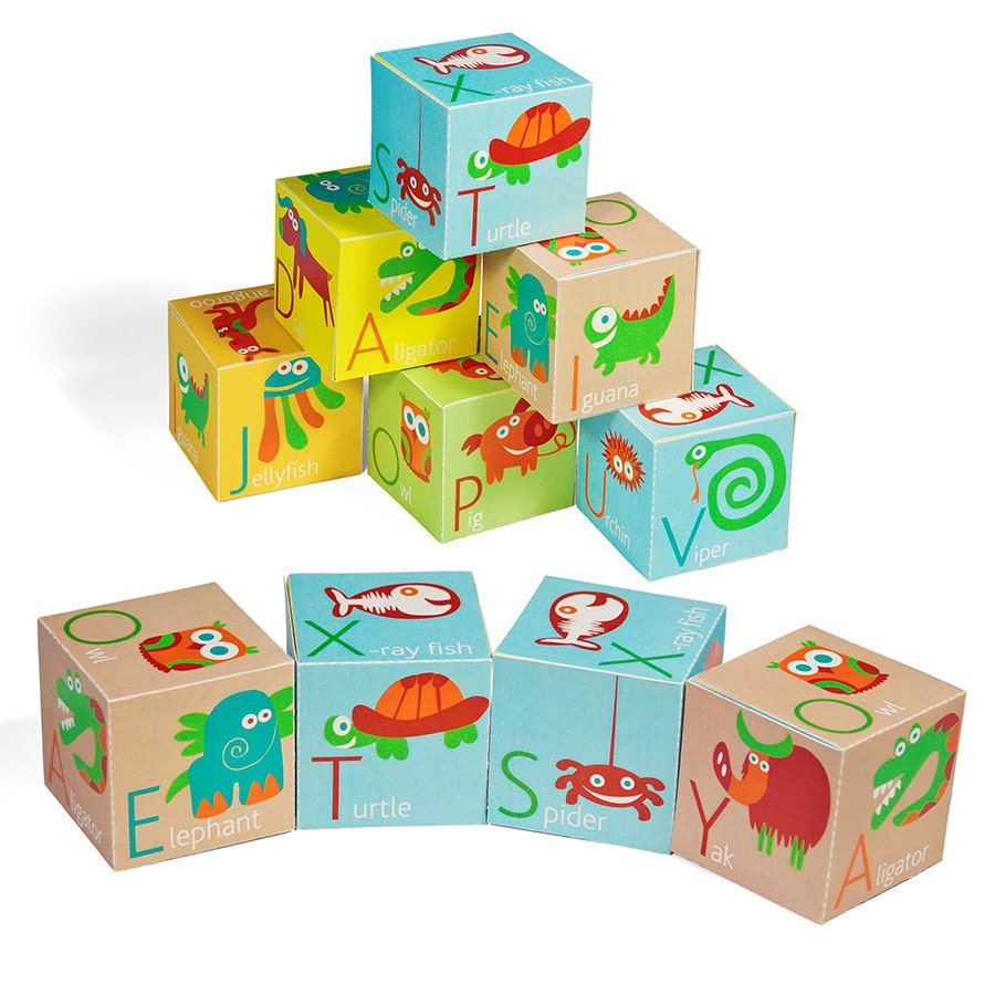 Alphabet Blocks PRINTABLE PDF Toy DIY Craft Kit Paper Toy