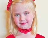 Hearts hair pins, romantic girls hair accessory, red chocker, set, red satin, red organza, red hearts