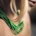 Green Wood Bead Statement Handmade Necklace