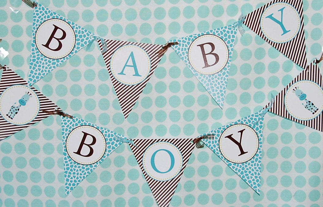 Giraffe Baby Shower Printable Baby Boy Banner Instant