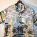 SALE 80s Palm Tree Hawaiian Shirt Brown Cotton Aloha L - Free US Shipping