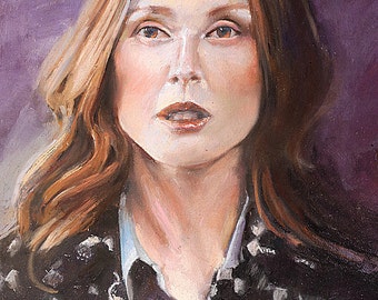 Pastel portrait, woman, actress Julianne Moore, by artist Vernon Grant 16" x 20" soft pastel original art on archival Canson paper