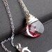 Light Pink Crystal Necklace, Rose Pink Swarovski Crystal Wire Wrapped Flat Pear Teardrop, Sterling Silver Cable Chain, Soft Rose, Blush