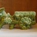 MID CENTURY Green Donkey Daisies Cart Planter Flowers For Eyes, Flower Wheels - Folk Art