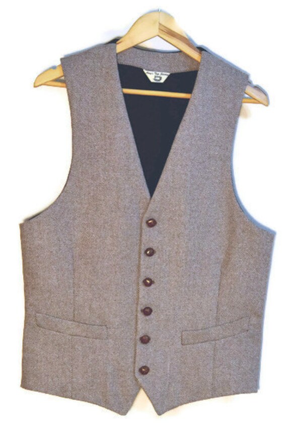 Mens Vest in wool tweed 100% acetate lined custom fit AC