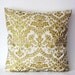 Decorative pillow cover solid gold damask print on decorative covers - throw pillows - shams - 18x18