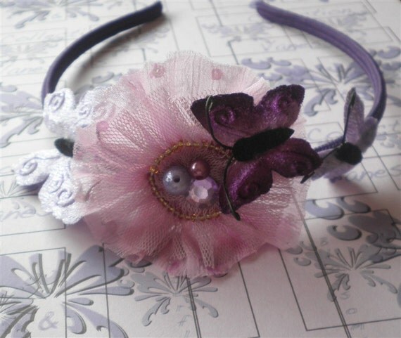 Items Similar To Butterfly Fairy Headband Purple Pink Girls Flower