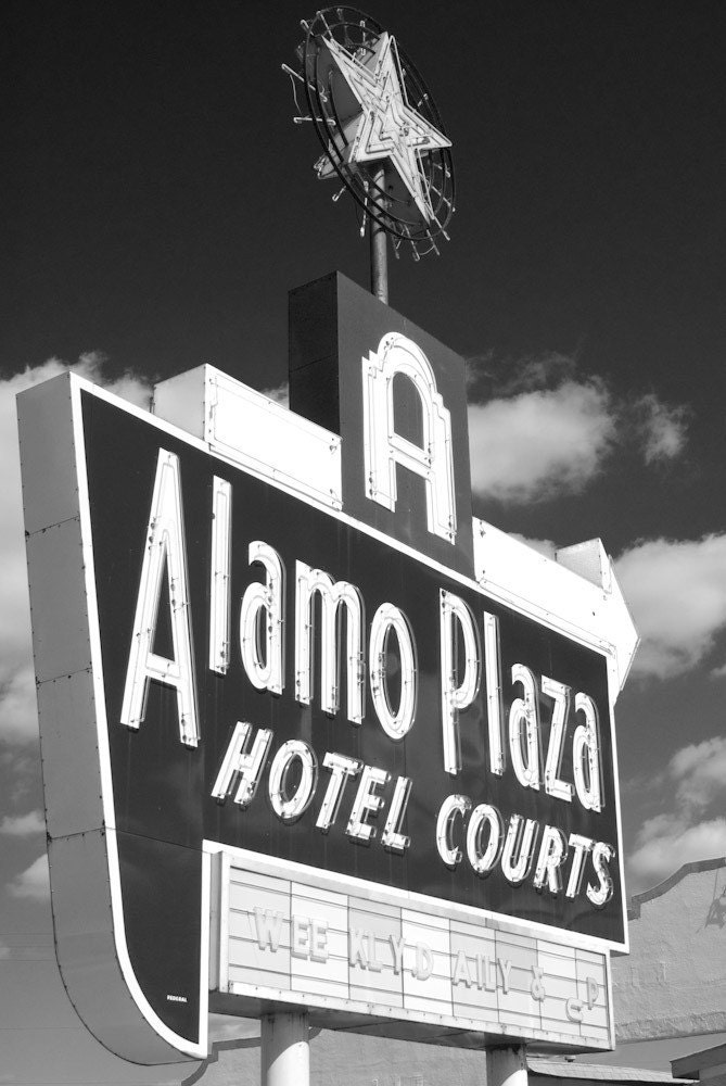 Vintage Hotel Sign Black And White Photo By Squintphotography