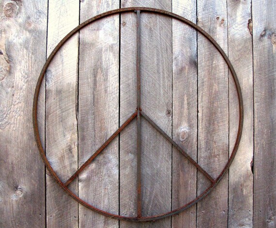 metal Art peace Inch by Rustic Wreath 15 Peace sign  Sign Steel bluemetaldesign Wall rustic