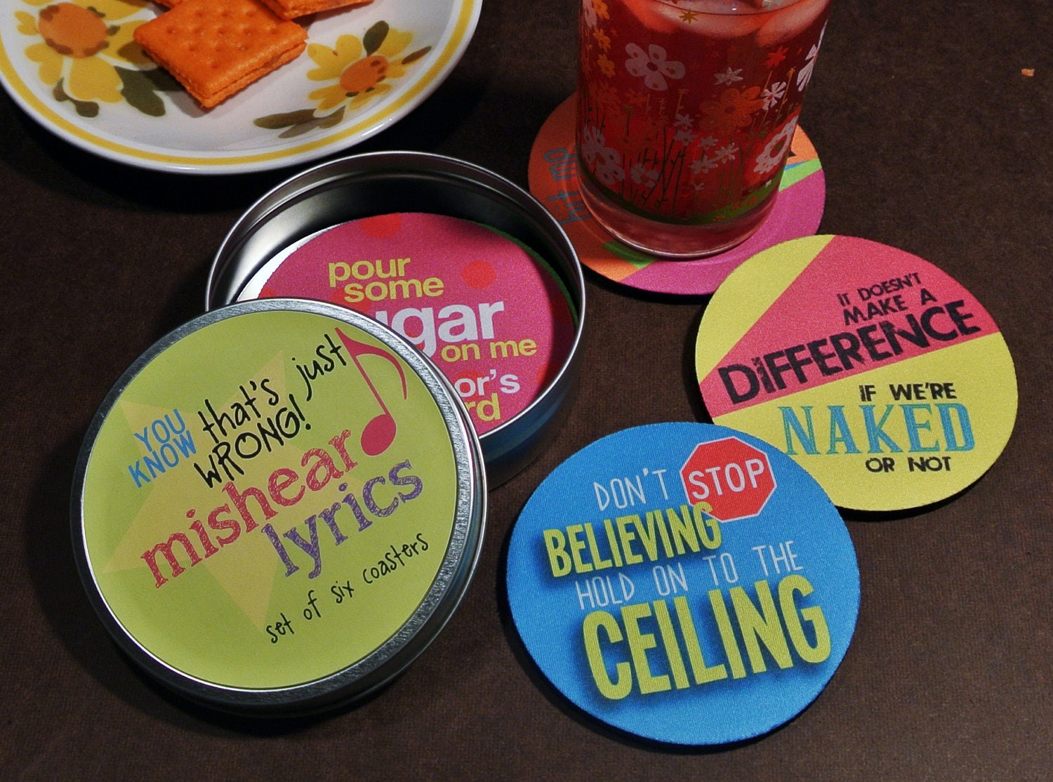 Misheard Lyrics coaster set FUNNY coasters MUSIC journey bon