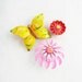3 Butterfly Flower Fridge Magnets - upcycled vintage jewelry