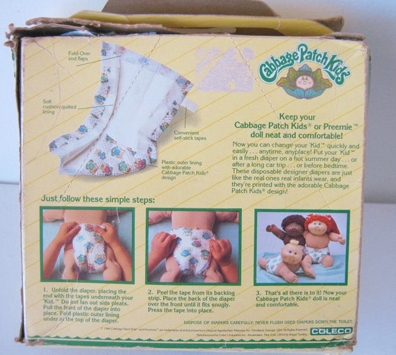 Vintage 80s Cabbage Patch Kids Doll Diapers Box of 6 Coleco