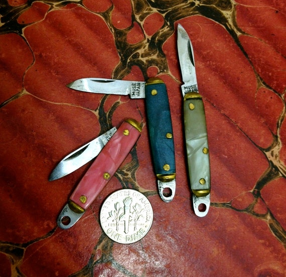 1pc Tiny VINTAGE POCKET KNIFE Watch Fob Japan Pink Only Last