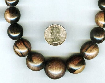NEW MATTE Bold & Chunky Graduated Tiger Ebony Wood Beads 10-25mm 16in