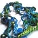 Teal green beaded crochet necklace, wrap bracelet, crochet jewelry, silk yarn, Peacock Parade, blue lime
