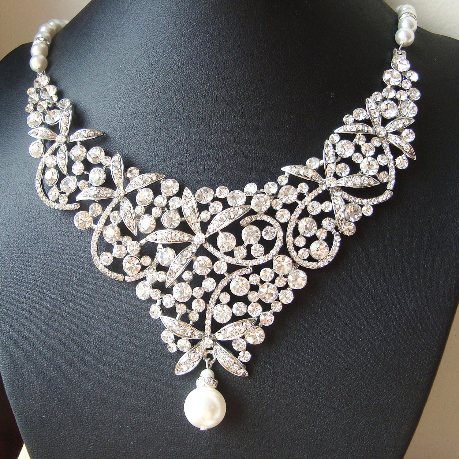 Statement Bridal Necklace Crystal Bib Wedding Necklace