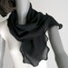 Black Chiffon Small Scarf Scarflette Ponytail Scarf or Hat-band Pure Mulberry Silk, 8" x 42".
