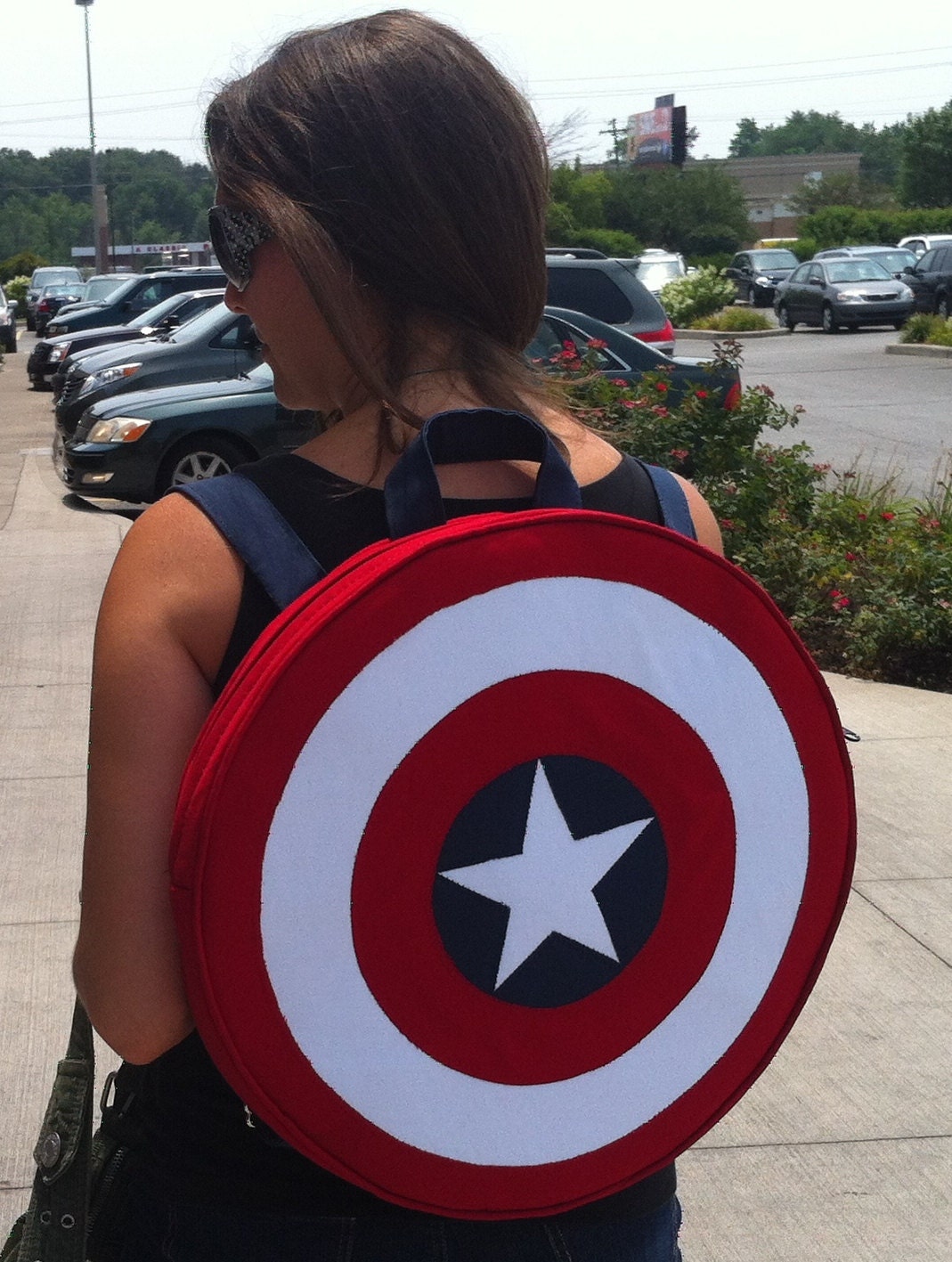 Captain America shield round BACKPACK adjustable straps