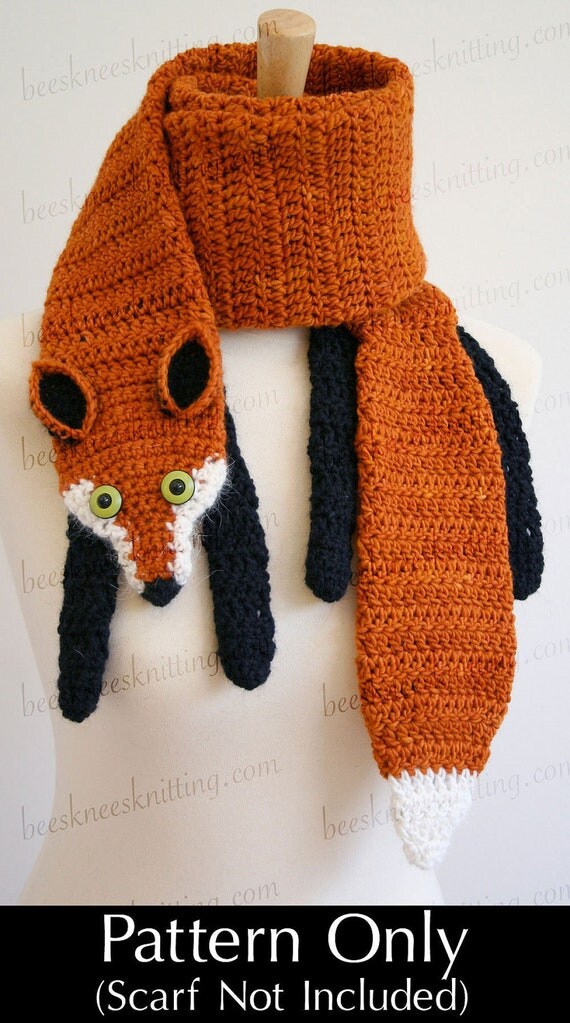 Digital PDF Crochet Pattern for Fox Scarf - DIY Fashion Tutorial - Instant Download