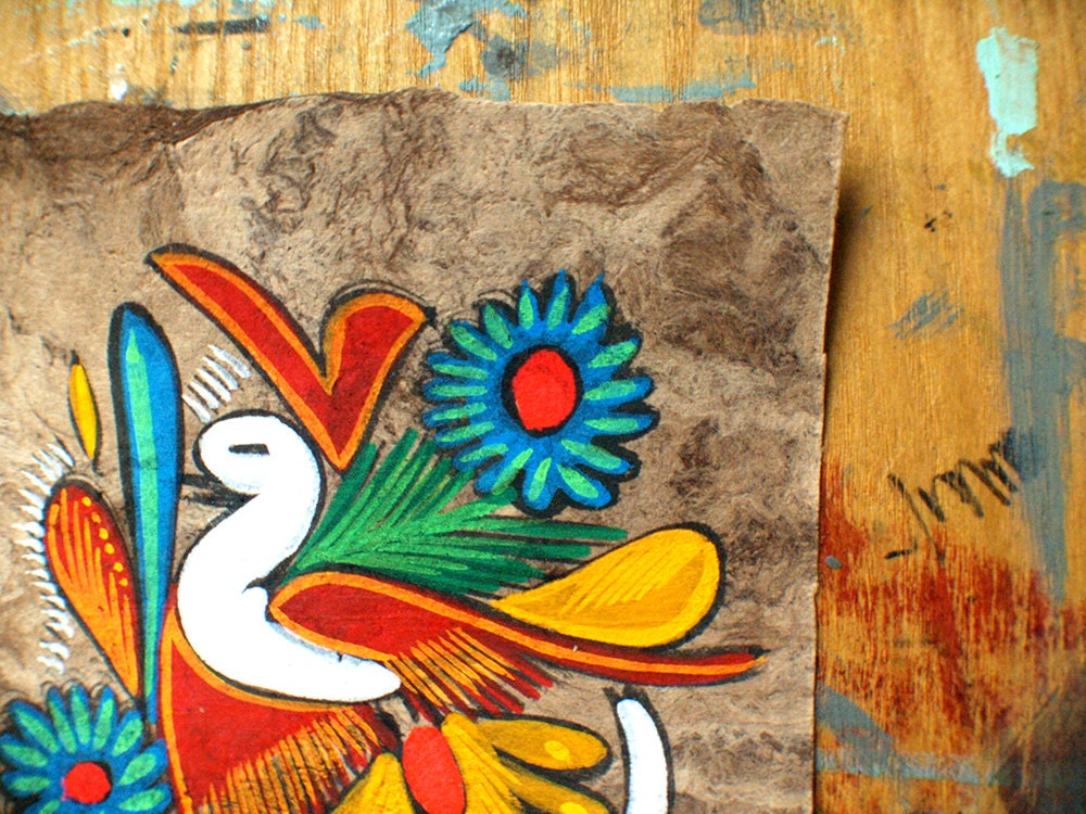 Vintage Amate Bark Painting / Mexican Folk Art