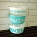 Vintage Pyrex Amish Butterprint Casserole Bowls w/ Glass Lids in Turquoise and White - Set of 3 - Circa 1960s