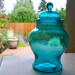 Large Teal Glass Ginger Jar