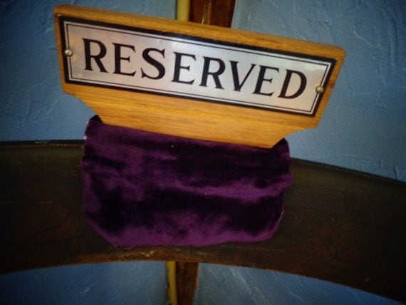 Vintage Church Pew Reserve Sign Purple Velvet And Wood   Il 570xN.471104856 Rcmn 