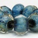 Handmade Lampwork Bead Set Blue Metallic Pebbles SRA