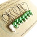 Snag Free Stitch Markers Large Set of 8 Green and White Double Pearl Drops - N20 - Fits up to size US 17 (12.75) Knitting Needles