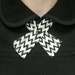 Womens Neck Tie - White & Black Zig Zag - Art Deco